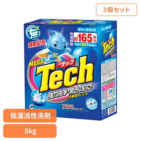 【3個セット】メガテック　大型洗剤　5kg 12273洗剤 衣料用洗剤 合成洗剤 粉末タイプ テック メガテック 酵素 強力洗浄 大容量 無リン