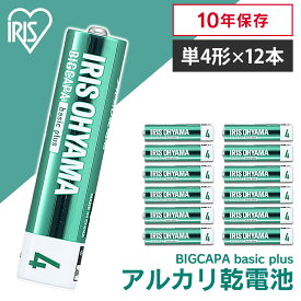 乾電池 単4 アルカリ 12本パック アイリスオーヤマ BIGCAPA basic+単4形アルカリ乾電池12本パック アルカリ乾電池 アルカリ電池 乾電池12本パック 単4 単4形 単四 単四形 電池 まとめ買い ストック 12本 セット LR03Bbp/12S【メール便】【代金引換・日時指定不可】