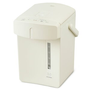 【最大400円クーポン!くらしに+】電気ポット 3L 2.2L おしゃれ 保温 マイコン式 大容量 コンパクト ジャーポット ポット カルキ抜き 空焚き防止 省エネ 温度調節 シンプル 軽量 アイボリー ピ