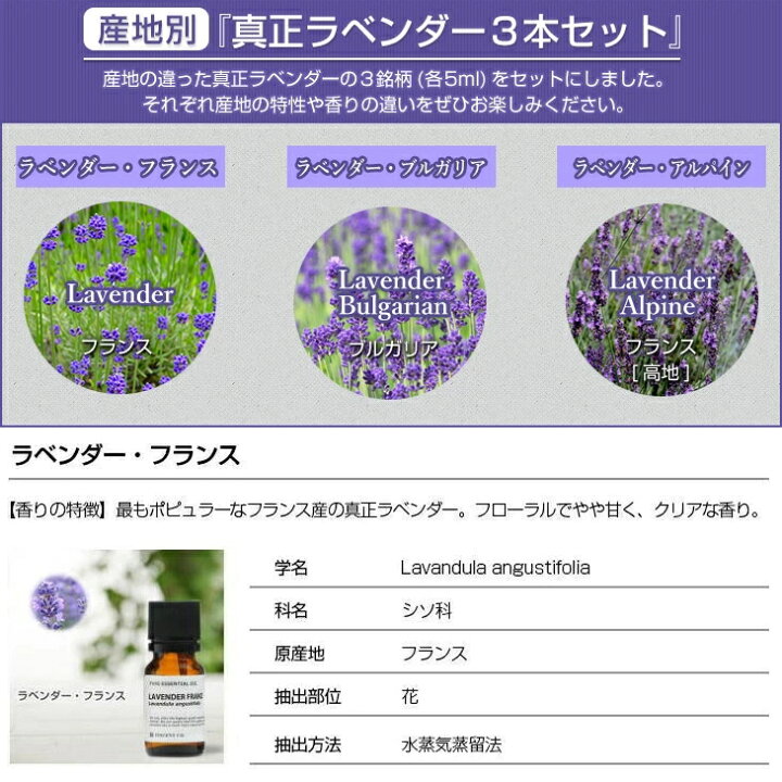 楽天市場】産地別 真正ラベンダー 3本セット (各5ml) ラベンダー