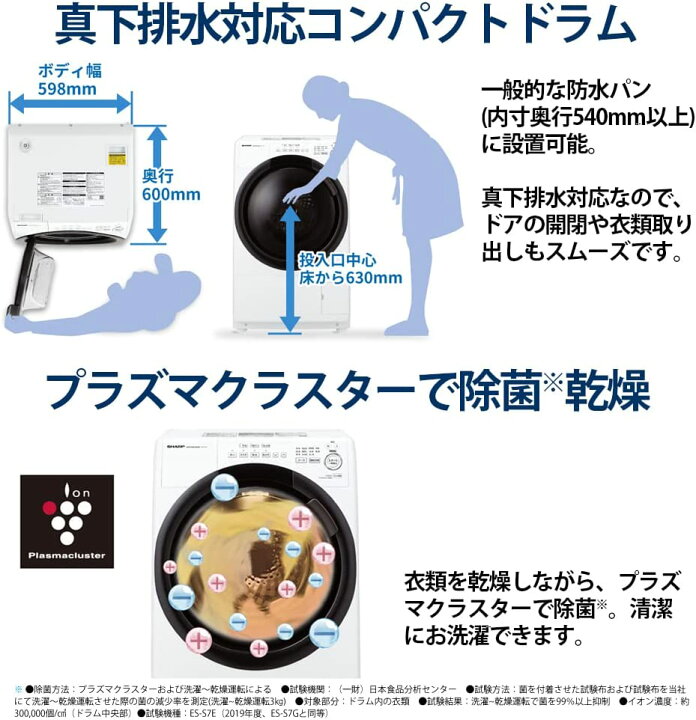 楽天市場】シャープ ドラム式 洗濯乾燥機 ES-S7G-NL ヒーターセンサー 