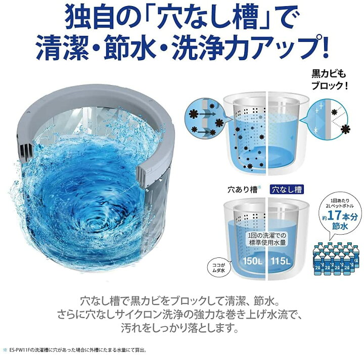 楽天市場】シャープ 洗濯機 洗濯乾燥機 ES-PW11F-N ガラストップ 穴 