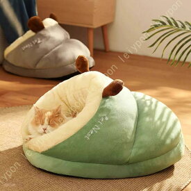 猫のベッド 寝袋 ペットベッド 洗える 猫 小型犬 トンネル型 洞窟 ふわふわ もこもこ 保温防寒 滑り止め 取り外し可能なソフトクッション付き おしゃれ