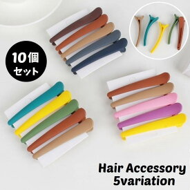 ヘアクリップ くちばしクリップ 10個セット レディース ヘアアクセサリー 髪飾り 髪留め 無地 マット シンプル カジュアル ヘアアレンジ まとめ髪