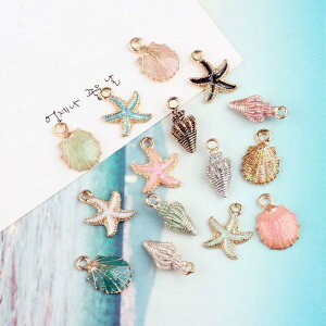 starfish conch�C�j�V���� �`���[�� �p�[�c ���� �p�[�c �s�A�X �p�[�c �w�A �A�N�Z�T���[ �S�[���h �J���t DIY�ޗ� ���f�ށy2�P�z12*18mm