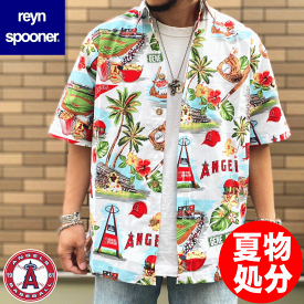 【夏物処分】 Reyn Spooner レインスプーナー MLB SCENIC Los Angeles ANGELS メジャーリーグ公式 アロハシャツ ロサンゼルス エンゼルス 2023年夏・新作モデル