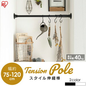 伸縮棒 スタイル伸縮棒 SSB-120 ホワイト ブラック 突っ張り棒 つっぱり棒 ツッパリ棒 伸縮棒 突っ張り ツッパリ 棒 ポール クローゼット つっぱり 伸縮棒 収納 見せる収納 アイリスオーヤマ