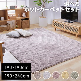 ラグ 選べるホットカーペットセット 2畳 3畳 190×190cm 190×240cm おしゃれ 北欧 滑り止め付き 洗える 厚手 ラグマット フランネルラグ あったか 暖かい 床暖房 洗濯 冬用 抗菌 防臭 防ダニ マイクロファイバー 節電 静電気防止 シンプル