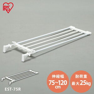 突っ張り棚 収納 洗面所 突っ張り棒 ラック 省スペース 脱衣所 押し入れ 奥行23.5cm 75〜120cm 段差対応 取付簡単 工具不要 伸縮棚 ホワイト アイリスオーヤマ EST-75R