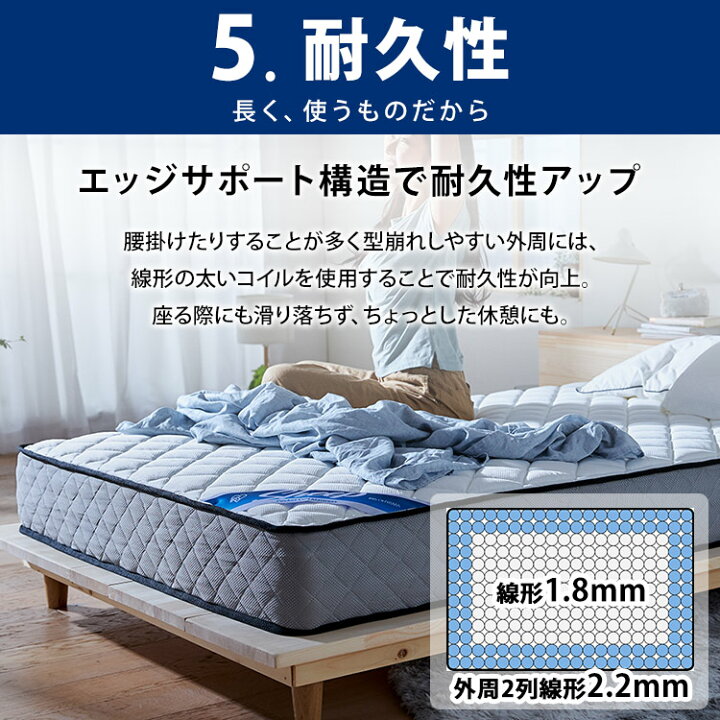 未使用、快眠ポケットコイルマットレス抗菌防ダニ(ダブルサイズ)