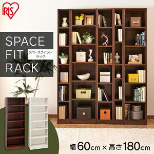 本棚 スリム 大容量 スペースフィットラック 6段 幅60×奥行29×高さ180cm S-SFR1860 送料無料 本棚 子供 本 絵本棚 絵本ラック ラック 棚 収納 フリースタイルラック マガジン キッチン 収納家具 ア