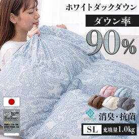 羽毛布団 シングルロング 掛け布団 掛布団 日本製 ホワイトダックダウン 90% 1.0kg シングル かさ高145mm以上 350dp以上送料無料 羽毛ふとん 国産 冬用 あったか 節電 羽毛 羽毛ふとん 抗菌 消臭【D】