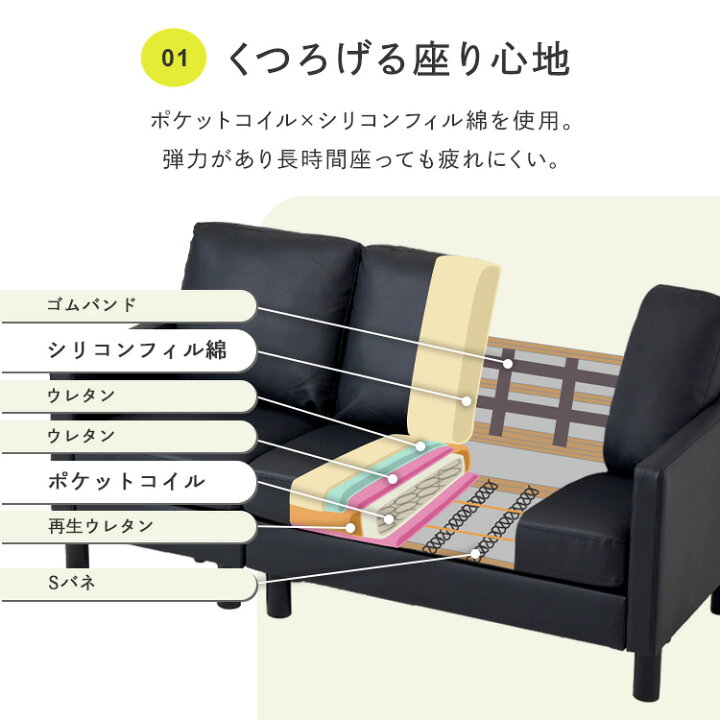 楽天市場】ソファー 3人掛け ソファ オットマン付き カウチソファー 2 