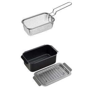 【セット品】天ぷら用品 揚げ物 料理 ポコフリット IH対応角型揚げ鍋(アミ付)&ポコフリット 角型揚げざる RB-2700&RG-0561 揚げ物 天ぷら オイル料理 油回り 冷凍食品 すっきり収納 コンパク