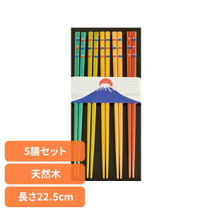 キッチン用品 食器 カトラリー 箸 富士山箸 5Pセット 33916 送料無料 富士山モチーフ 来客用 日本製 カラフル おはし お箸 chopsticks Mt.Fuji 毎日使い 5膳 天然木 【メール便】