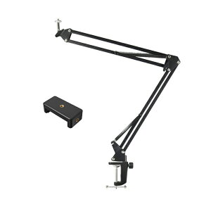 カメラ/スマホ兼用アームスタンド 俯瞰撮影 動画撮影 高さ調節 360度回転 収納可能 取付簡単 合金製 WEBカメラ対応 1/4ネジ スマホホルダー 写真撮影 可動式 クランプ式アームスタンド アーム