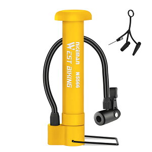 自転車用空気入れ 携帯用 ミニポンプ 携帯ポンプ エアポンプ 軽量 小型 コンパクト フレキシブルホース 80PSI PP製 ボール用ニードルピン付き 米式 ロードバイク クロスバイク マウンテンバイ
