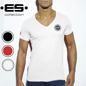 ES /NEVER BACK DOWN ファッション メンズ 高級綿100％ Vネック T-シャツ おしゃれ 快適なシャツ セクシー 吸水速乾 肌触 スペイン製造