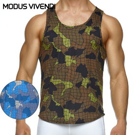 MODUS VIVENDI Trapped Tanktop カモフラージュ ギリシャ製 ファッション 男性シャツ 高級素材 スポーツ 贅沢 メンズタンクトップ カジュアル