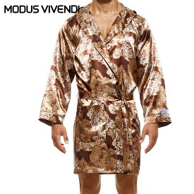 MODUS VIVENDI Abstract Robe ギリシャ製 贅沢 ファッション 男性パジャマ 綿 高級素材 セクシー メンズ サテン風プリント生地