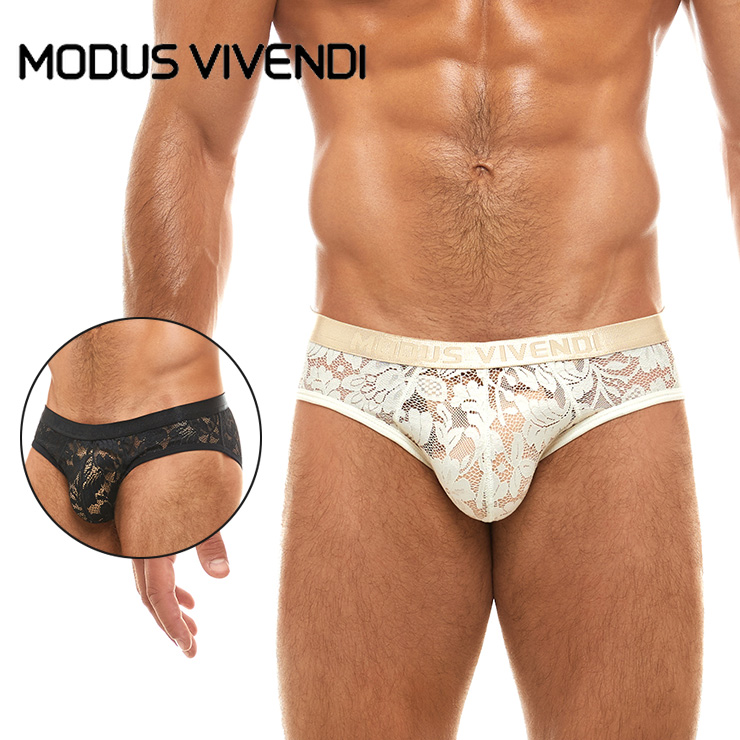 MODUS VIVENDI  FLORAL LACE CLASSIC BRIEF ファッション 男性インナー 高級素材 贅沢レース 情熱 セクシー メンズ ブリーフ ビキニ