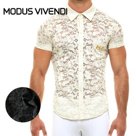 MODUS VIVENDI /FLORAL LACE SHIRT ファッション 男性シャツ 高級素材 ノーブル 贅沢レース 情熱 セクシー メンズ レースシャツ カジュアル