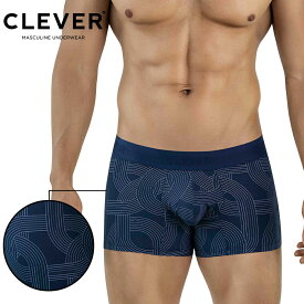 CLEVER NAVY トランクス メンズ ナイロン ストレッチ 立体ポーチ ローライズ 幾何学柄 インポート