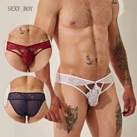 SEXY BOY/LACE-X Bikini メンズ ファッション セクシー ポーチUP 情熱 パッション 男性 下着 透明感タイトフィット セクシー レース素材 ローライズ ビキニ