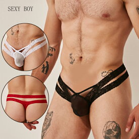 SEXY BOY/Race G-string メンズ ファッション セクシー系 男性 下着 品質レース生地 タイトフィット セクシー 吸水速乾 ローライズ T-バック