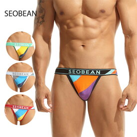 SEOBEAN Colorful Thong Tバック セクシー T-back 肌触 メンズインナー 柔らか綿 シンプル 運動ジム 筋トレ 日常