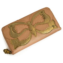 ANNA SUI 長財布 ラウンドファスナー オレンジブラウン ラメ marie 