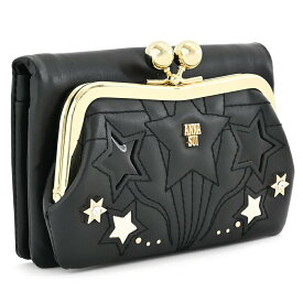アナスイ 財布 二つ折り財布 がま口財布 黒(ブラック) ANNA SUI 317621-10 k レディース 婦人 ギフト 定番 彼氏 彼女 プレゼント