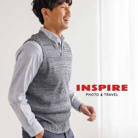 【特別クーポン配布中】 INSPIRE インスパイア （公式） ベスト メンズ ニット スタンド チョッキ キーネック 春 夏 秋 上品 ブランド 30代 40代 50代 60代 ゴルフ ビジネス クールビズ 洗える おしゃれ 贈り物 誕生日 ギフト プレゼント