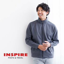 【特別クーポン配布中】 INSPIRE インスパイア （公式） トレーナー メンズ 長袖 ブルゾン フルジップ 春物 春 上品 裏起毛 カジュアル 服 胸ポケット ポケット付き 父の日 ギフト プレゼント 贈り物