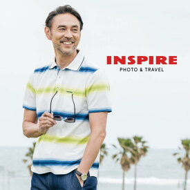 【特別クーポン配布中】 INSPIRE インスパイア （公式） ポロシャツ メンズ ボーダー 上品 速乾 クイックドライ 半袖 ゴルフ カジュアル 夏 服 ポケット付き 父の日