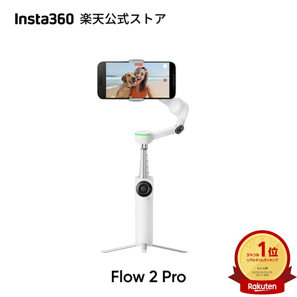 【ご購入特典あり!】Insta360 Flow 2 Pro - スマホジンバル 撮影用ライト付き 折りたたみ式AIスタビライザー 世界初Apple DockKit対応 高精度AIトラッキング 200以上のアプリ連動 多人数?360度パンフォロー iPhone/Android対応 三脚＆自撮り棒内蔵 【ランキング受賞中】