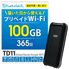 【月間優良ショップ】TD11 ポケットWi-Fi バッテリーレス 買い切り100GB 大容量 車載Wi-Fi モバイル ルーター 端末 プリペイド ワイファイ コンパクト 契約不要 月額不要 車用 カーWi-Fi 出張 旅行 スティック型 チャージ式 リチャージ wifi