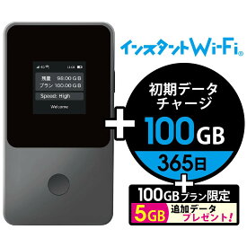 データ通信付き ポケット WiFi モバイル ルーター [インスタントWi-Fi] 契約なし 月額なし 買い切り プリペイド型 有効期間365日 追加ギガチャージ 海外対応 (100GB+追加5GB付き)