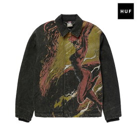 【HUF×X-MEN】DARK PHOENIX WORK JACKET washed blackハフ スケートボードジャケット アウター