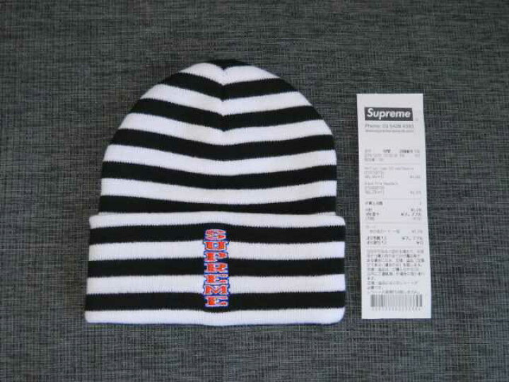楽天市場】SUPREME(シュプリーム) Vertical Logo Striped Beanie Black 
