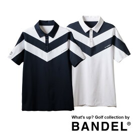 【レビュー特典】BANDEL バンデル ゴルフウェア ポロシャツ V SWITCH S/S POLO SHIRTS BGI-3SVPLメンズ トップス Tシャツ 半袖 襟 インナー 吸汗 速乾 UVカット 消臭 V ライン ロゴ バイカラー BLACKxWHITE WHITExBLACK