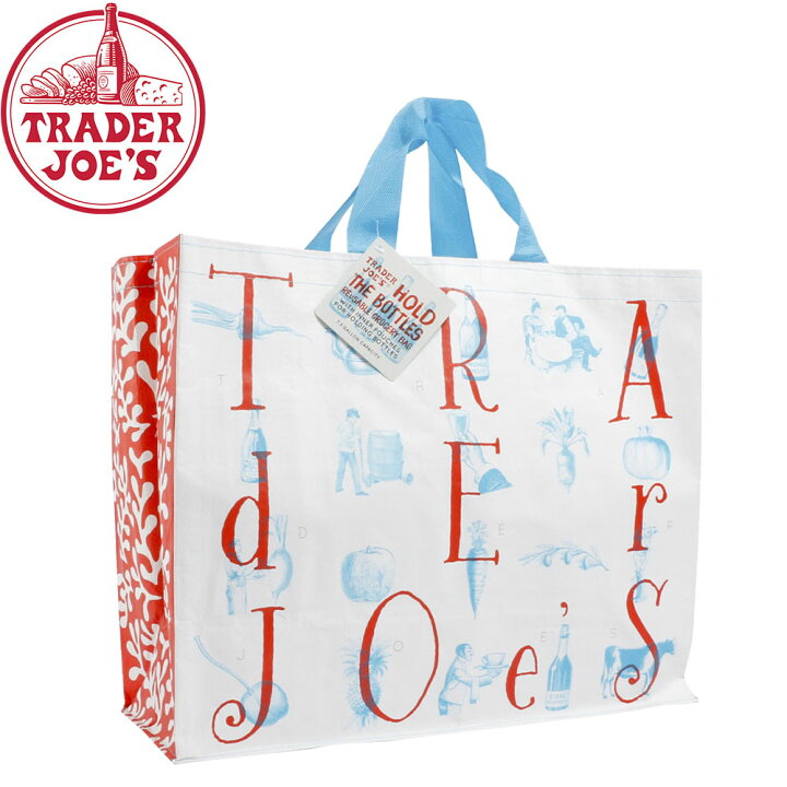 楽天市場 Trader Joe S トレーダージョーズ Hold The Bottles エコバッグトレジョ アメリカ 高級スーパー スーパーマーケット オリジナル バック 海外セレブ 手提げ ワイン 2l ペットボトル 白 ホワイト ロゴ イラスト サスティナブル エシカル オシャレ Instore イン