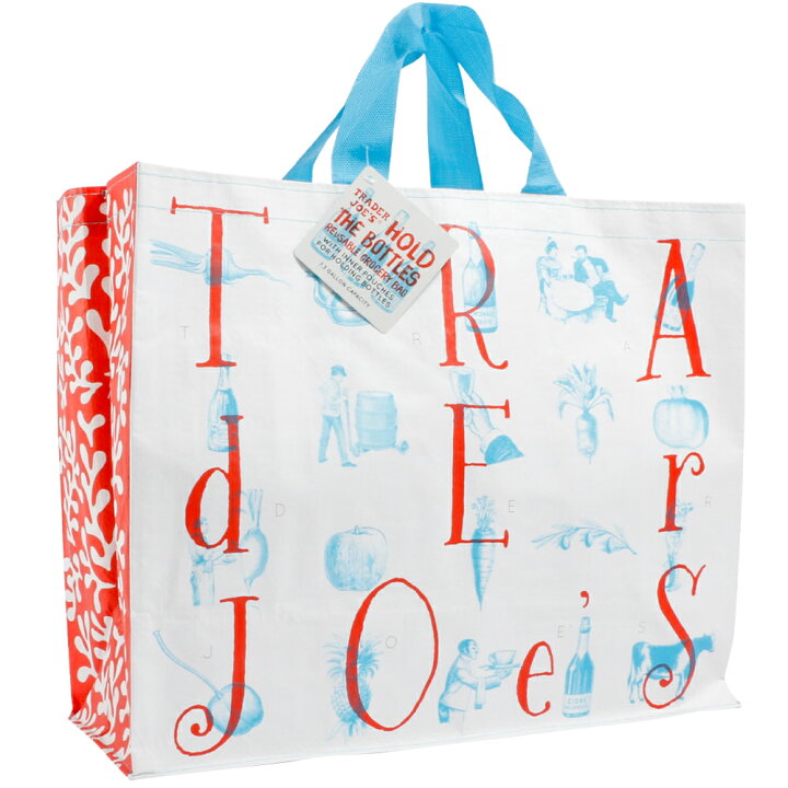 楽天市場 Trader Joe S トレーダージョーズ Hold The Bottles エコバッグトレジョ アメリカ 高級スーパー スーパーマーケット オリジナル バック 海外セレブ 手提げ ワイン 2l ペットボトル 白 ホワイト ロゴ イラスト サスティナブル エシカル オシャレ Instore イン