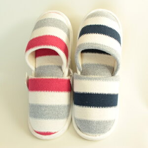 【スリッパ】【ペアスリッパ】在庫限りスリッパ M 太ボーダー 裏仕様変更あり