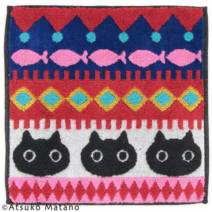 楽天市場 ネコ雑貨 ハンカチタオル タオルハンカチ Atsuko Matano Memeツアー レッド インテリア Livin Lovin