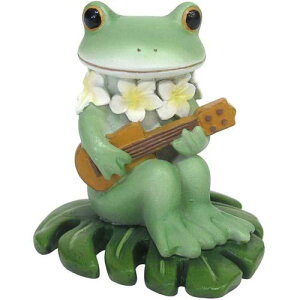【カエル】【置物】カエル 置物 Copeau プルメリアとウクレレ