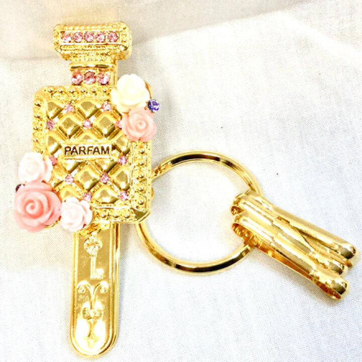 楽天市場 キーホルダー キラキラ インナーキーホルダー 香水瓶 ピンクローズ インテリア Livin Lovin