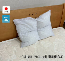パイプ枕　4分割バランスフィット型　頚椎支持型パイプまくら　(日本製)（364003A）（送料無料）