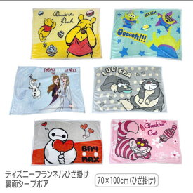 ディズニー　フランネルひざ掛け裏面シープボア (I-37-70)70×100cm　寝具 ブランケット 春夏秋冬あったか かわいい キッズ disneyくまのプー トイ エイリアン　アナ雪　ベイマックス　ルシファー　チェシャねこ送料無料