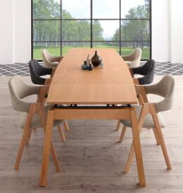 【13日12時～★P5倍&最大1500円クーポン】ダイニングセット 6人 ダイニングテーブル 伸縮 伸縮テーブル 伸長 北欧 スライド式 天然木　オーク 7点セット(テーブル+チェア6脚) 幅140-240